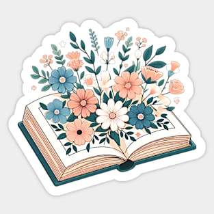 An open book filled with flowers Sticker